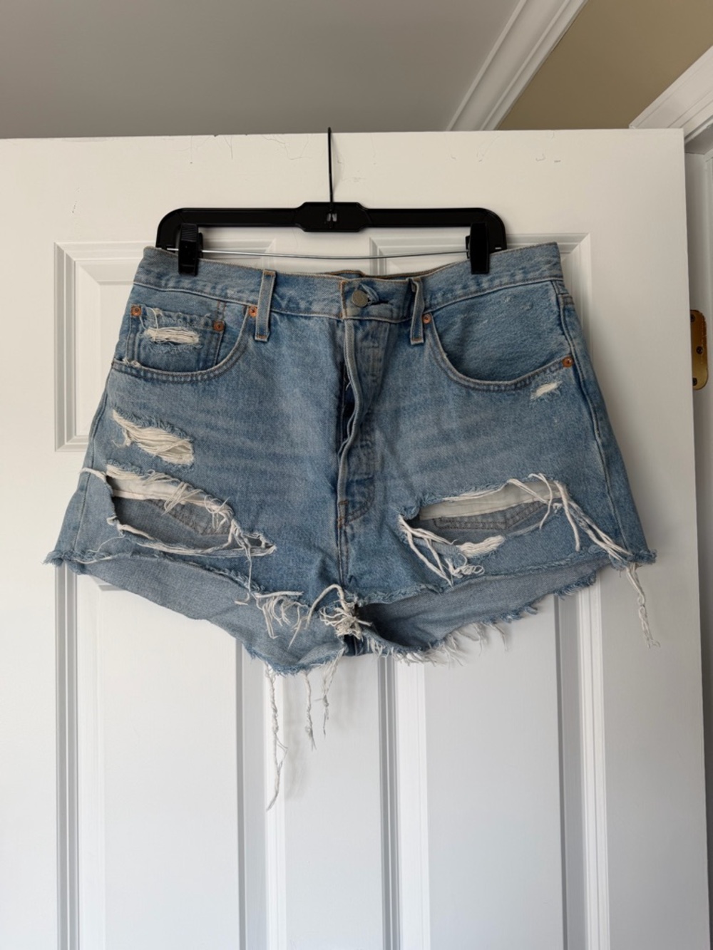 Levi's Light Blue Distressed Cutoff Denim Shorts